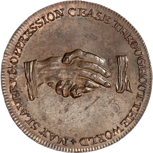 1412 - London, Political Series, William Lutwyche for an Anti-Slavery Society Halfpenny undated, Shackled A... 