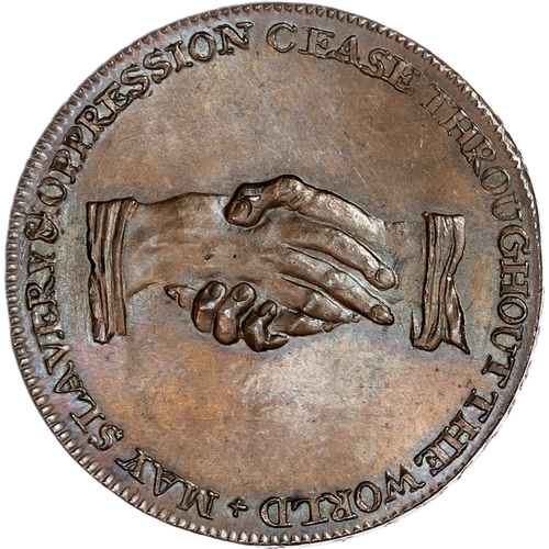 1413 - London, Political Series, William Lutwyche for an Anti-Slavery Society Halfpenny undated, Shackled A... 