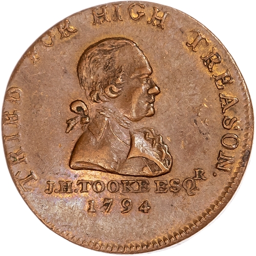 1419 - London, Political Series, John Horne-Tooke Halfpenny 1794, Draped bust right, rev. 5-line legend re.... 