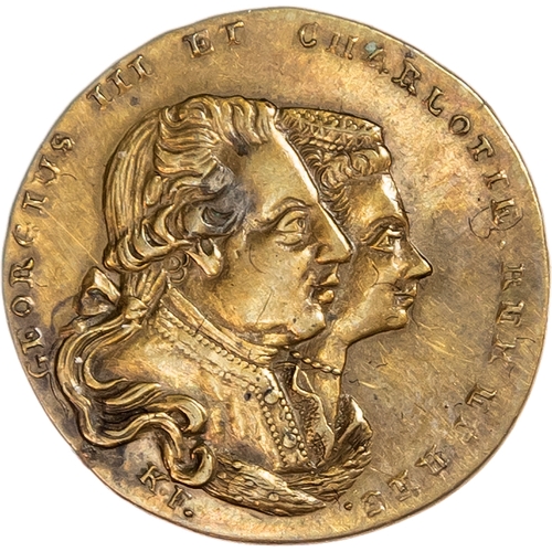 1423 - London, National Series, gilt Farthing 1796, Conjoined busts of George III & Charlotte. KF below, re... 