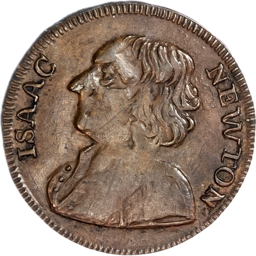 1426 - London, National Series, anonymous, crude Regal Evasion Farthing 1793, Draped bust of Isaac Newton l... 