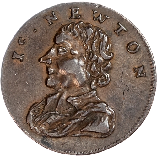 1426 - London, National Series, anonymous, crude Regal Evasion Farthing 1793, Draped bust of Isaac Newton l... 