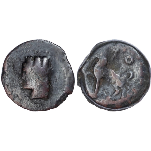 13 - Numidia, Cirta (c. 75-50 BC) AE 26mm, 12.14g. Turreted head of Tyche facing left. Rev. Horse steppin... 