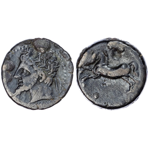 22 - Numidia, Massinissa or Micipsa (c. 203-148 BC or 148-118 BC) AE Unit, 13.47g. Laureate male head fac... 