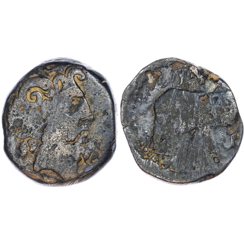 54 - Kings of Numidia, Juba I (c. 60-46 BC) AE 26mm, 15.85g. Horned head of Zeus Ammon facing right. Rev.... 