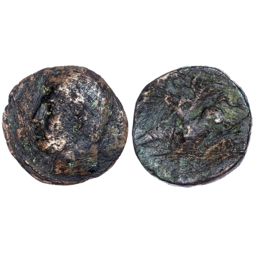 105 - Numidia, Syphax (c. 213-202 BC) Group of 2 AE Units. Diademed and bearded male head facing left. Rev... 