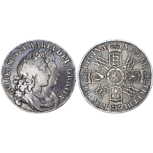 305 - William and Mary (1688-1694), Halfcrowns [3], 1689 Primo edge, first busts with first shield reverse... 