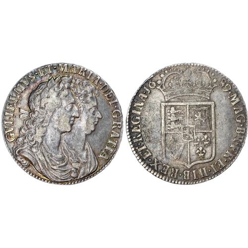 305 - William and Mary (1688-1694), Halfcrowns [3], 1689 Primo edge, first busts with first shield reverse... 