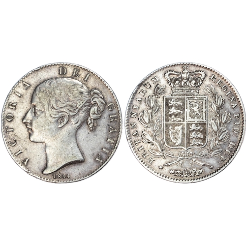 365 - George III silver crown 1820 (S 3787), Victoria silver crown 1844 (S 3882), Victoria silver crown 18... 