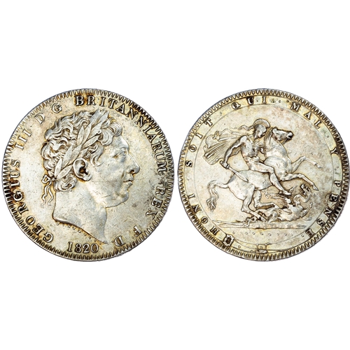 365 - George III silver crown 1820 (S 3787), Victoria silver crown 1844 (S 3882), Victoria silver crown 18... 