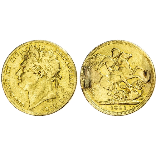 371 - George IV (1820-1827) Sovereign, 1821, laureate head left, reverse St. George and the Dragon (S.3800... 