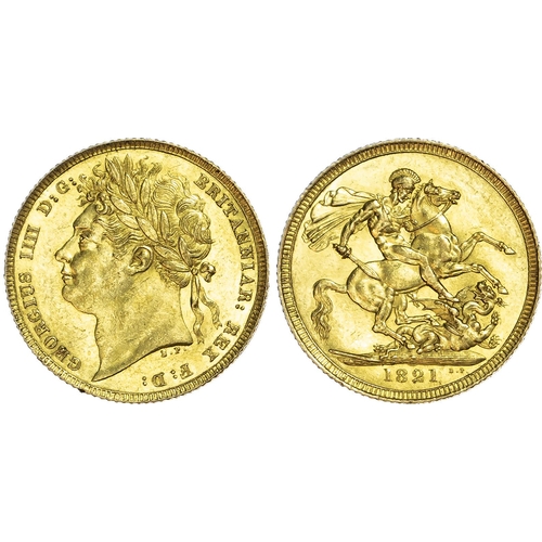 372 - George IV (1820-1827) Sovereign, 1821, laureate head left, reverse St. George and the Dragon (S.3800... 