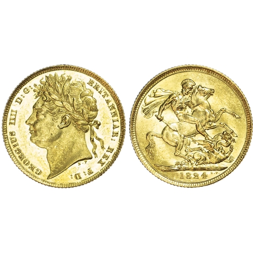 373 - George IV (1820-1827) Sovereign, 1824, laureate head left, reverse St. George and the Dragon (S.3800... 