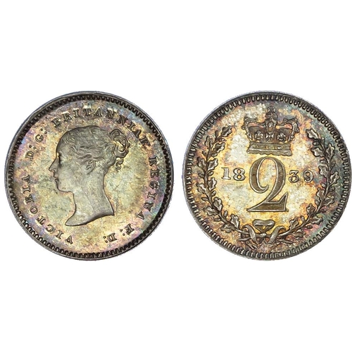 485 - Victoria (1837-1901), Maundy set, 1839, young head left, reverse crowned value within wreath (S.3916... 