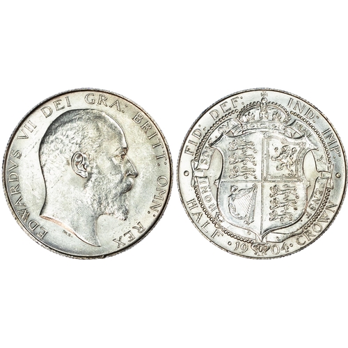 498 - Edward VII (1901-1910), Halfcrown, 1904, bare head right, reverse crowned shield in Garter, (ESC 749... 