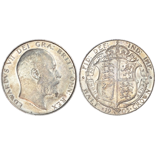 499 - Edward VII (1901-1910), Halfcrown, 1905, bare head right, reverse crowned shield in Garter, (ESC 750... 