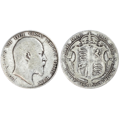 500 - Edward VII (1901-10), Halfcrown, 1905, bare head right, DE S below truncation for designer G. W. De ... 