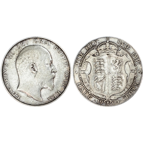 501 - Edward VII (1901-10), Halfcrowns, 1903 and 1904, bare head right, DE S below truncation for designer... 