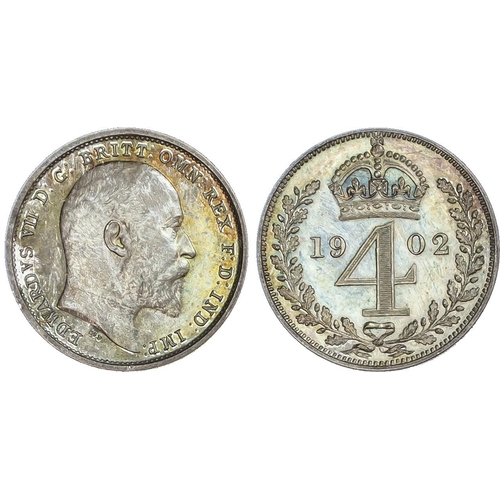 507 - Edward VII (1901-10), Maundy Set, Matte Proof, 1902, bare head right, DES raised below truncation fo... 