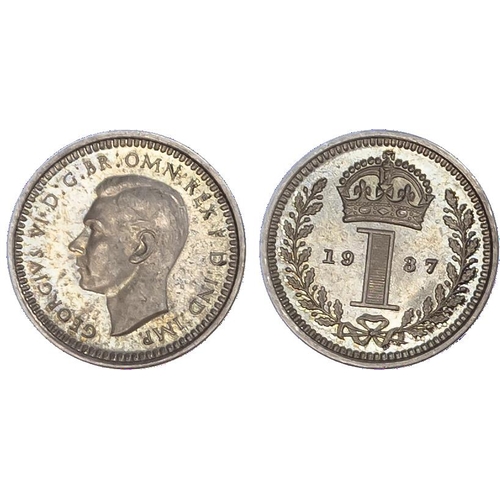 535 - George VI (1936-52), Maundy set, 1937, bare head of King left, with raised HP for Humphrey Paget on ... 