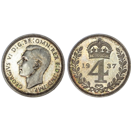 535 - George VI (1936-52), Maundy set, 1937, bare head of King left, with raised HP for Humphrey Paget on ... 