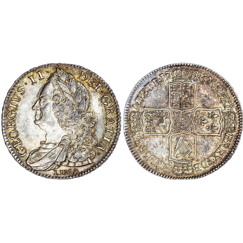 573 - George II (1727-1760), LIMA Halfcrown, 1746 over 5, DECIMO NONO, old laureate, draped and cuirassed ... 