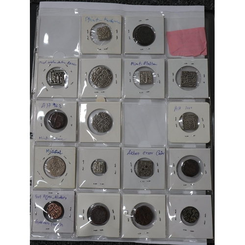 725 - India, Mughal Empire, large collection of Mughal gold, silver and copper coins (123); including: two... 