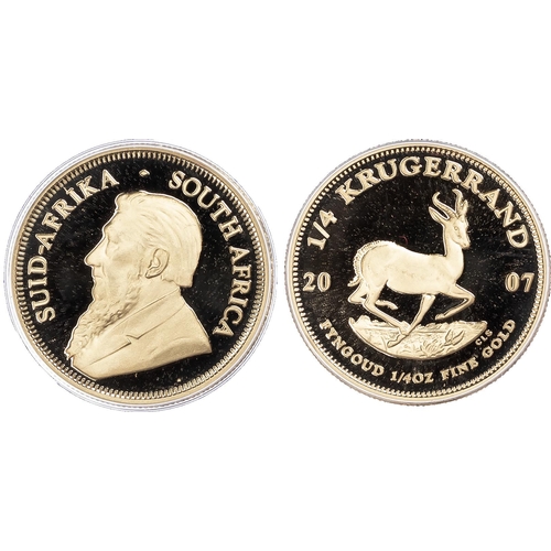 757 - South Africa, gold Krugerrand Proof set, 2007, including: 1oz Krugerrand, 1/2 oz Krugerrand, 1/4oz K... 