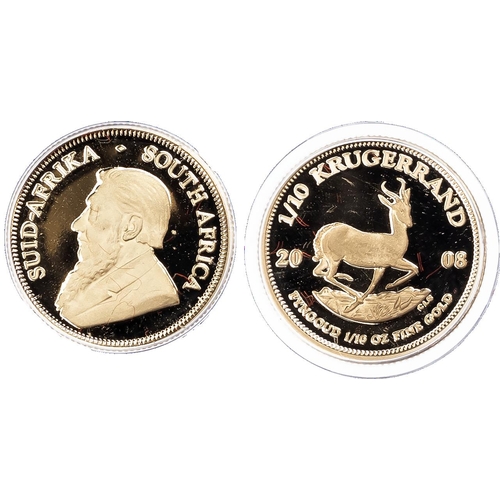 758 - South Africa, gold Krugerrand Proof set, 2008, including: 1oz Krugerrand, 1/2 oz Krugerrand, 1/4oz K... 