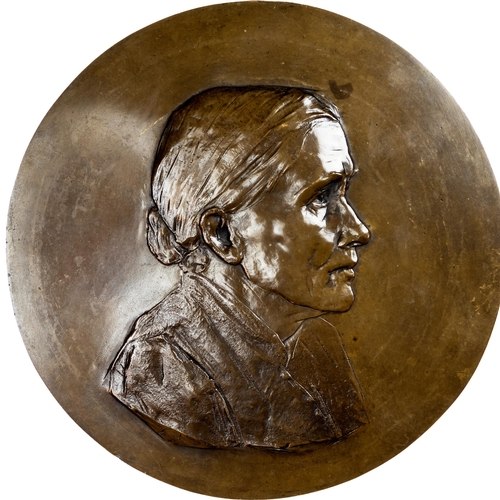 859 - Lot of Large 19th and 20th Century Bronze Medallions and Plaques (5). All Extremely Fine.Profile of ... 