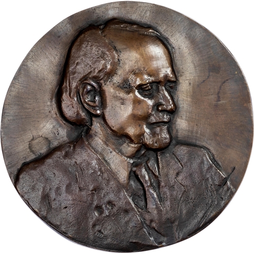 859 - Lot of Large 19th and 20th Century Bronze Medallions and Plaques (5). All Extremely Fine.Profile of ... 