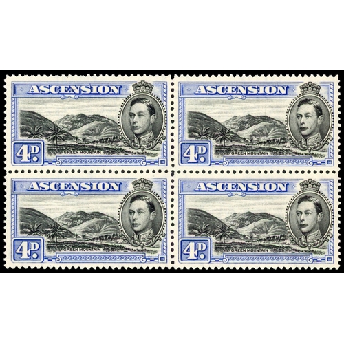 12 - 1945-53 4d black and ultramarine perf 13 block of four, unmounted o.g.. lower right stamp with R5/4 ... 