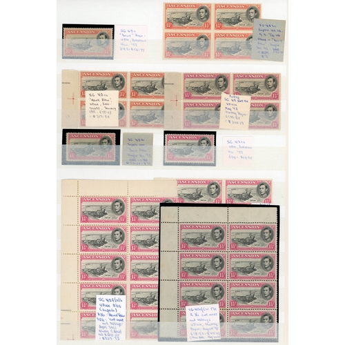 8 - 1938-53 varieties mostly in o.g. blocks, mainly unmounted, with some singles.  Most have some d... 