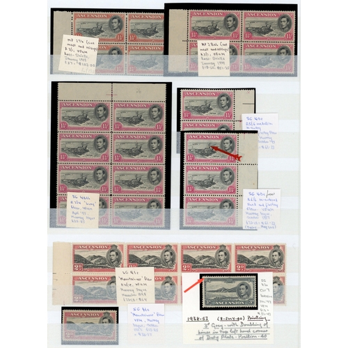 8 - 1938-53 varieties mostly in o.g. blocks, mainly unmounted, with some singles.  Most have some d... 