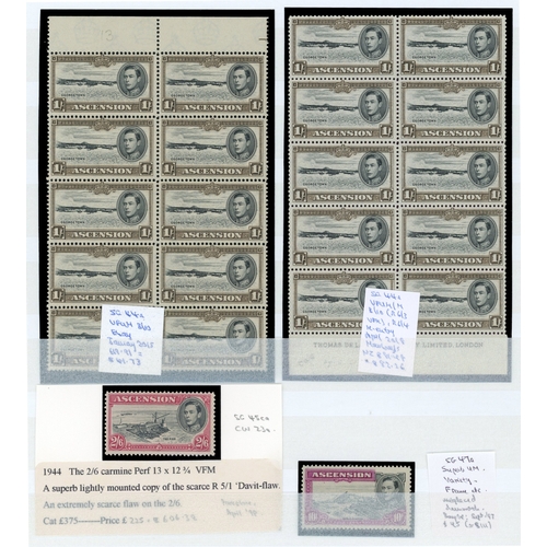 8 - 1938-53 varieties mostly in o.g. blocks, mainly unmounted, with some singles.  Most have some d... 