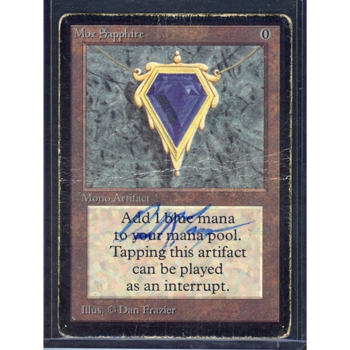 16 - Magic The Gathering - Mox Sapphire - Beta - Signed - Poor Condition