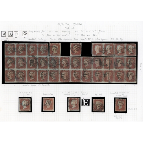 47 - 1841 1d Red-brown Pl.47. Irregular block of 28 plus additionals