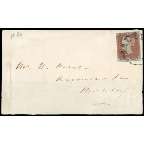 51 - 1841 1d Red-brown Pl.84. Part wrapper tied by Madeley UDC