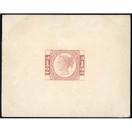 9 - 1871 ½d Ormond Hill Die Proof. Very fine example in rose, printed on thin white paper mounted on car... 