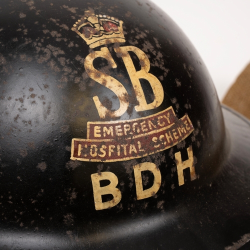 167 - Home front interest, Emergency Hospital Scheme, Stretcher Bearer Helmet