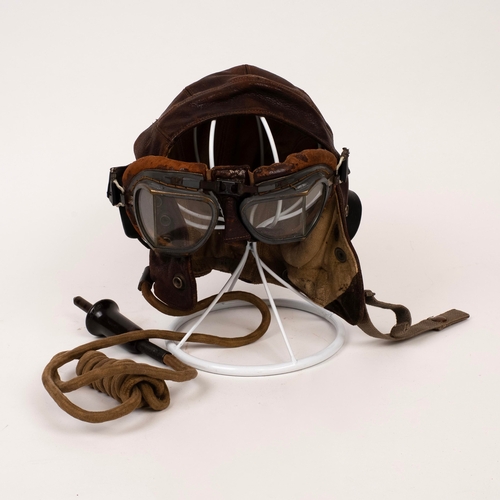 189 - WWII RAF C-Type Flying Helmet, with wiring loom and MK VIII googles