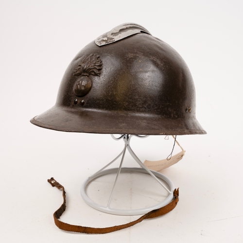 59 - Two French Adrian helmets - artillery and infantry. French Navy cap. 4th Gorkha Rifles felt hat