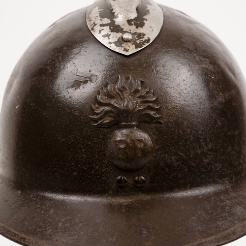 59 - Two French Adrian helmets - artillery and infantry. French Navy cap. 4th Gorkha Rifles felt hat