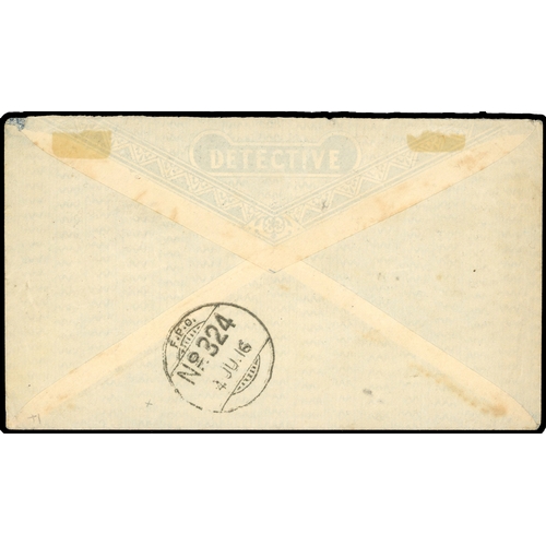 338 - 1916 stampless cover to London marked On Field Service, with violet PASSED CENSOR/No.A-39/ADEN h... 
