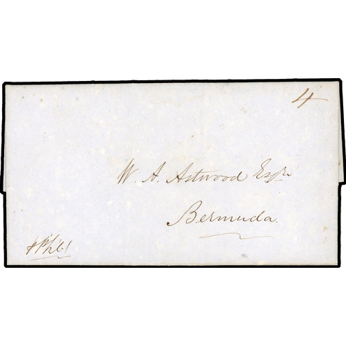 345 - 1846 pre=stamp entire to Bermuda rate 4, scarce inter-island destination.