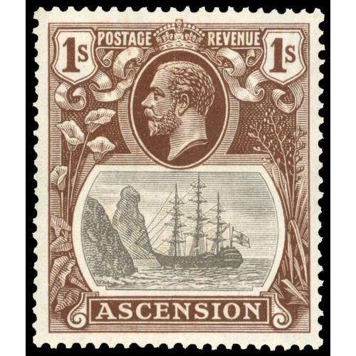 347 - 1924-33 1s grey-black and brown, showing R.2/1 broken mainmast variety, fine o.g. SG 18a