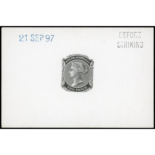 349 - 1897 Die Proof in black on glazed card dated 21 SEP 97 and endorsed BEFORE/STRIKING