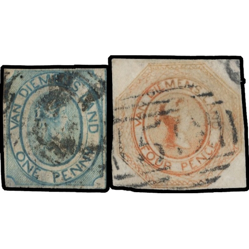 351 - 1853 1d, 4d, both with four margins, used