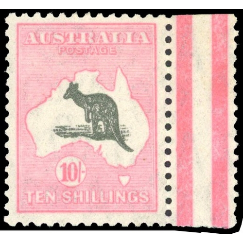 357 - 1931-36 10s grey and pink, right interpanneau marginal with fresh large part og