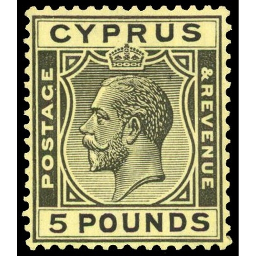 485 - 1928 £5 black on yellow, excellent colour, large part o.g. SG 117a, £3,750